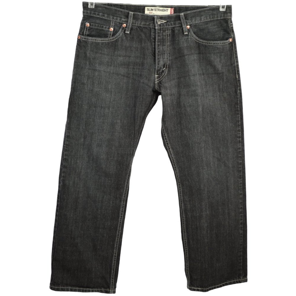 LEVI'S 514 Jeans Size 36 x 27 Slim Straight Charcoal Black Wash Denim